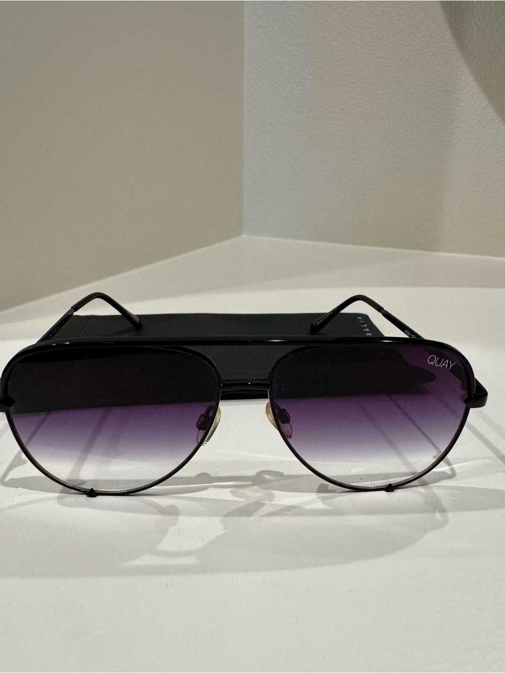 Quay Australia Black High Key Aviator Sunglasses